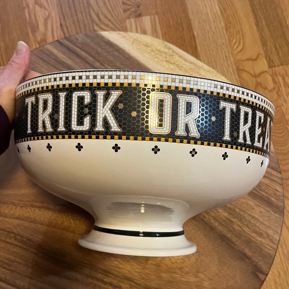 Anthropologie The Bistro Tile Stoneware Candy Bowl: Halloween Edition